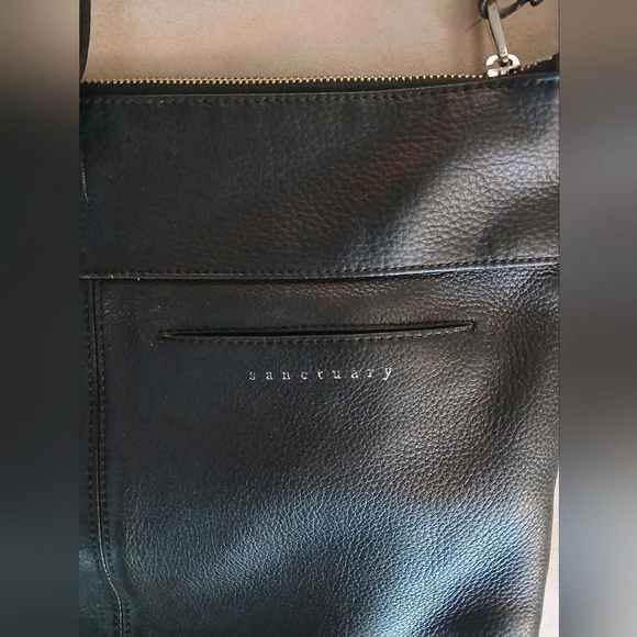 Sanctuary 100% Leather Black Large Festival Crossbody Boho Purse-GUC - Picture 3 of 14